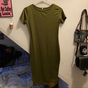🐰 Army Green Bodycon Short Sleeve Dress